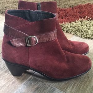 Red suede booties
